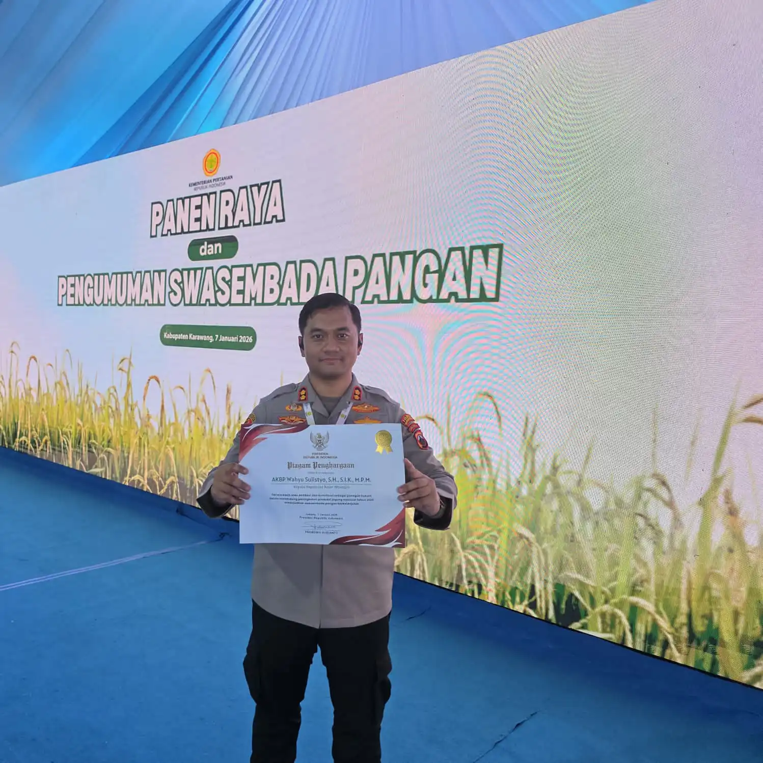 Kapolres Wonogiri Terima Satyalancana Wira Karya, Komitmen Polri Kawal Ketahanan Pangan di Daerah