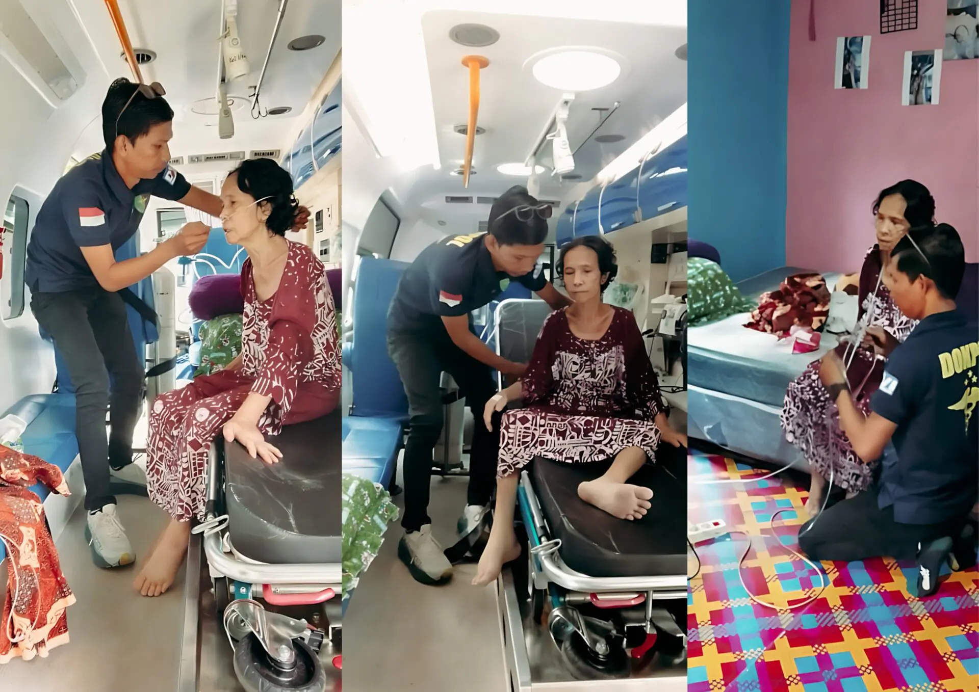 Personel Sie Dokkes Polres Belitung Sigap Bantu Jemput dan Antar Pasien Rawat Jalan Pulang ke Rumah