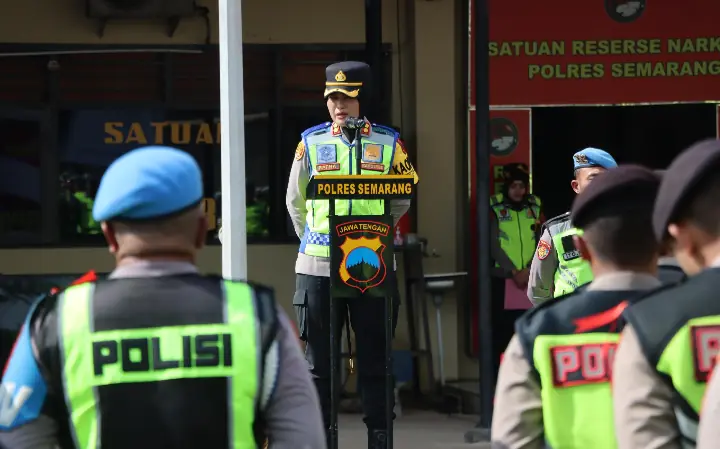 Prediksi arus balik di Sabtu–Minggu, Polres Semarang gelar apel konsolidasi.