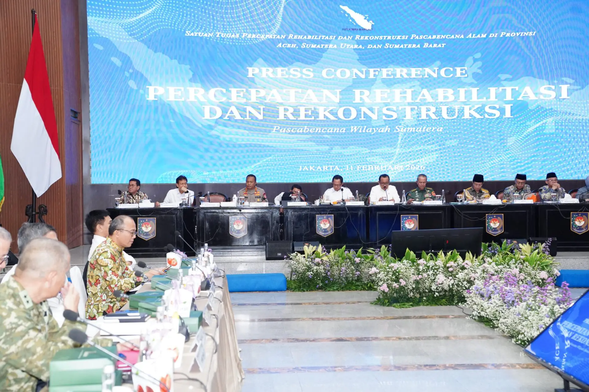 Dankorbrimob Polri Hadiri Konferensi Pers Percepatan Rehabilitasi dan Rekonstruksi Pascabencana Wilayah Sumatera