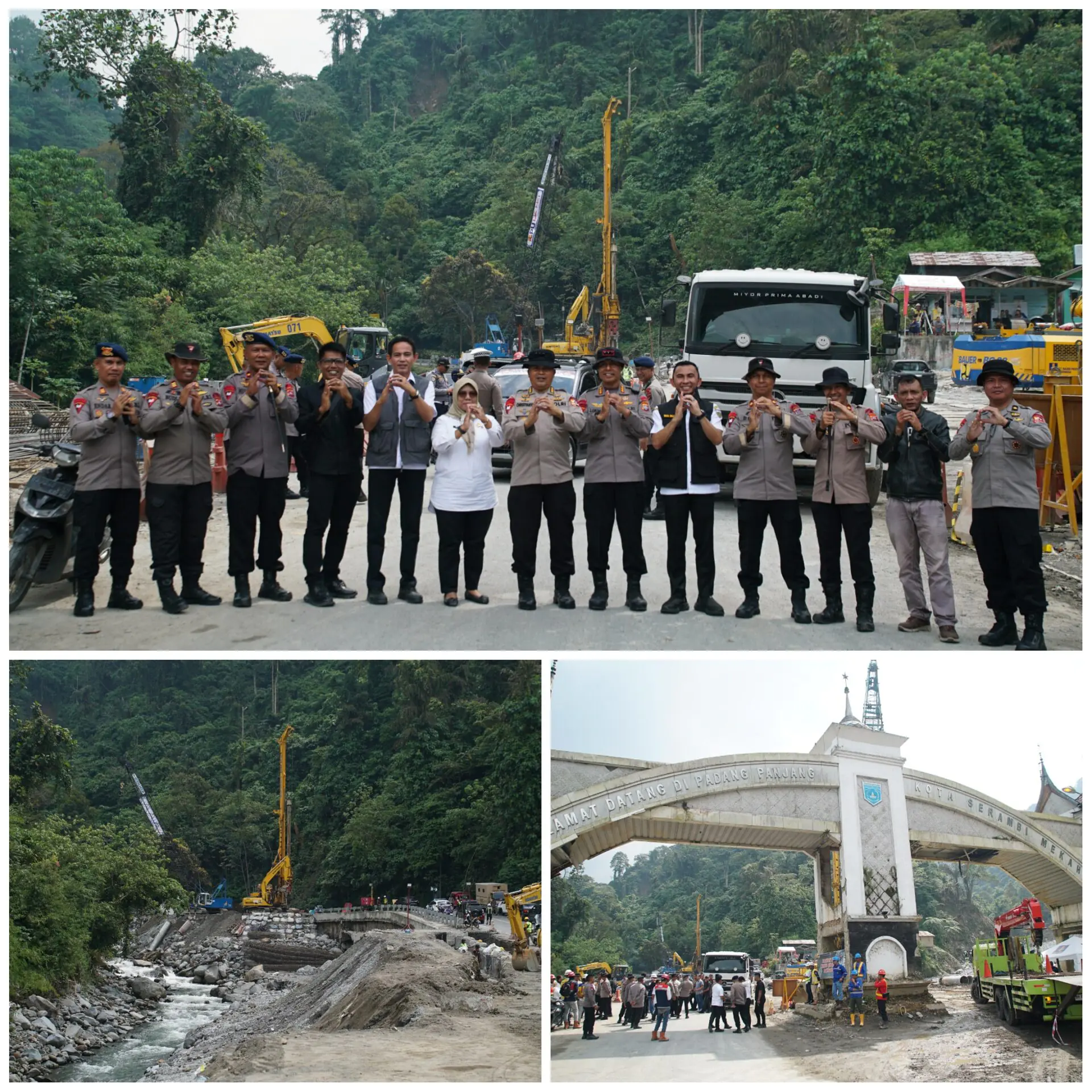 Kabaglog Rorenminops Korbrimob Cek Pembangunan Jembatan Bailey di Lembah Anai, Pastikan Akses Vital Sumbar Segera Pulih